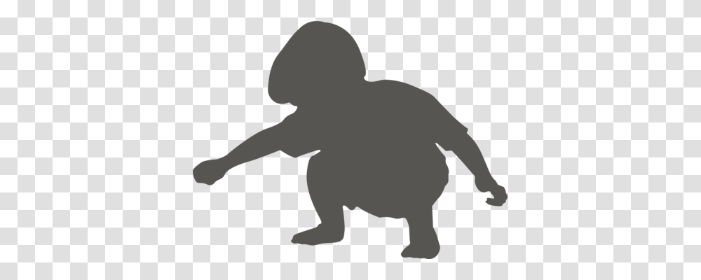 Silhouette Drawing Black And White Girl Child, Baby, Person, Human, Crawling Transparent Png