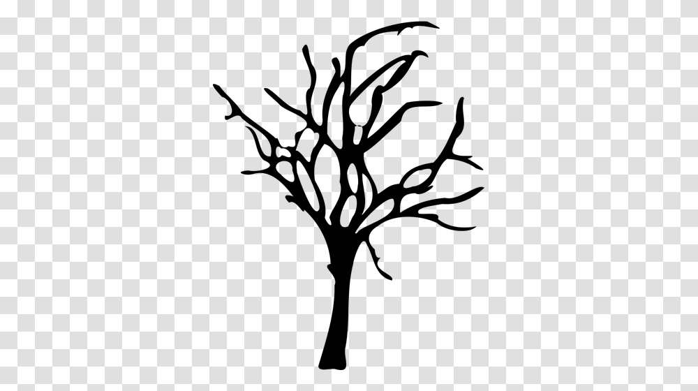 Silhouette Drawing Of Halloween Small Dead Tree, Gray, World Of Warcraft Transparent Png