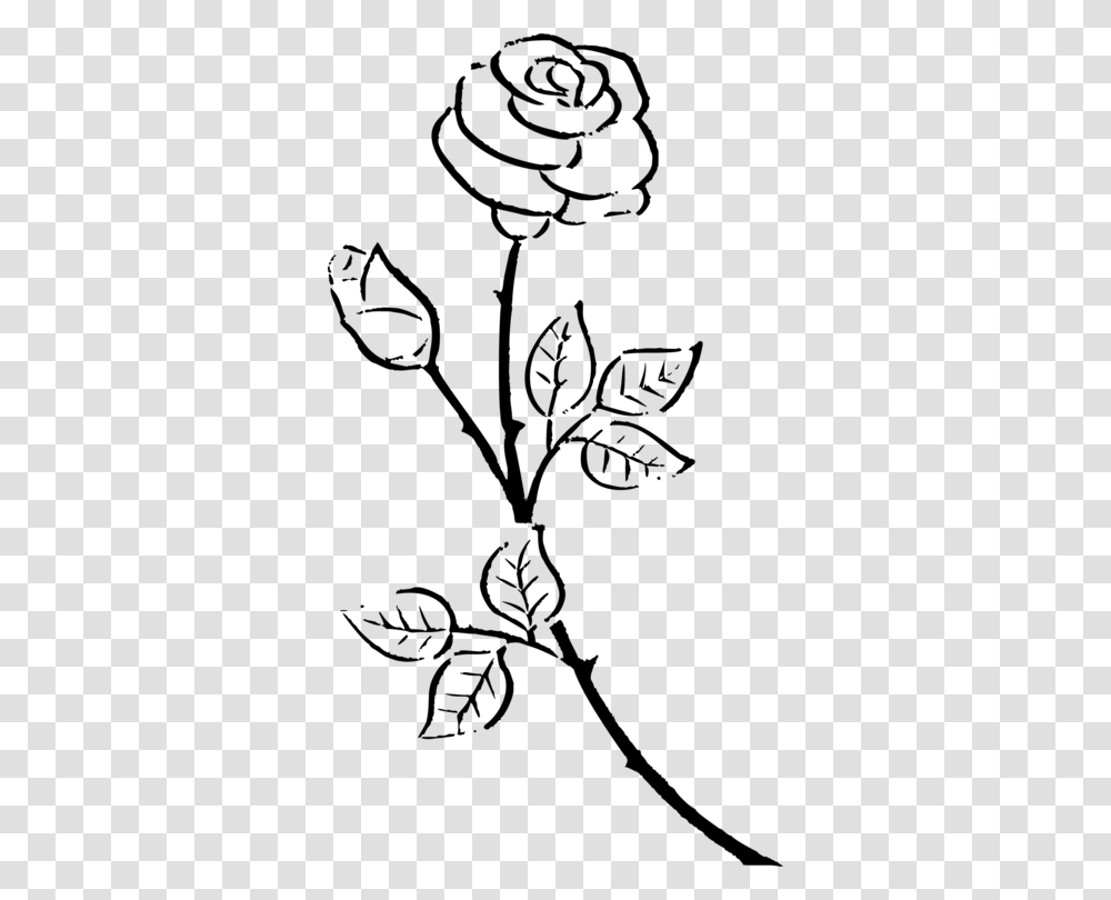 Silhouette Drawing Rose Black And White Flower, Gray, World Of Warcraft Transparent Png
