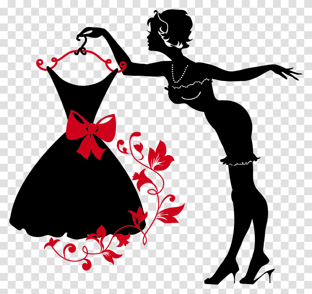 Silhouette Dress Woman Design For Shop Cloth, Logo, Poster Transparent Png