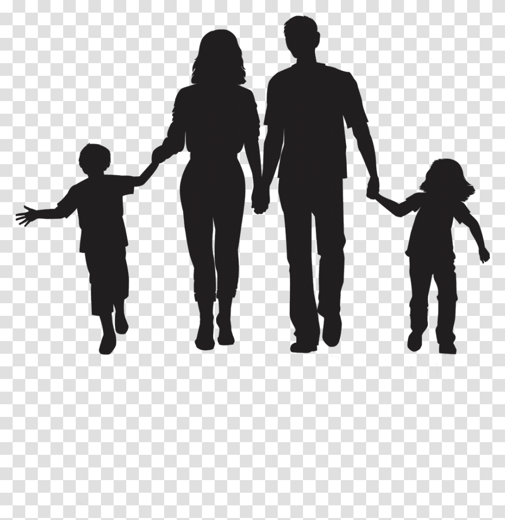 Silhouette Family Clip Art Family Walking Silhouette, Person, Human, Hand, People Transparent Png