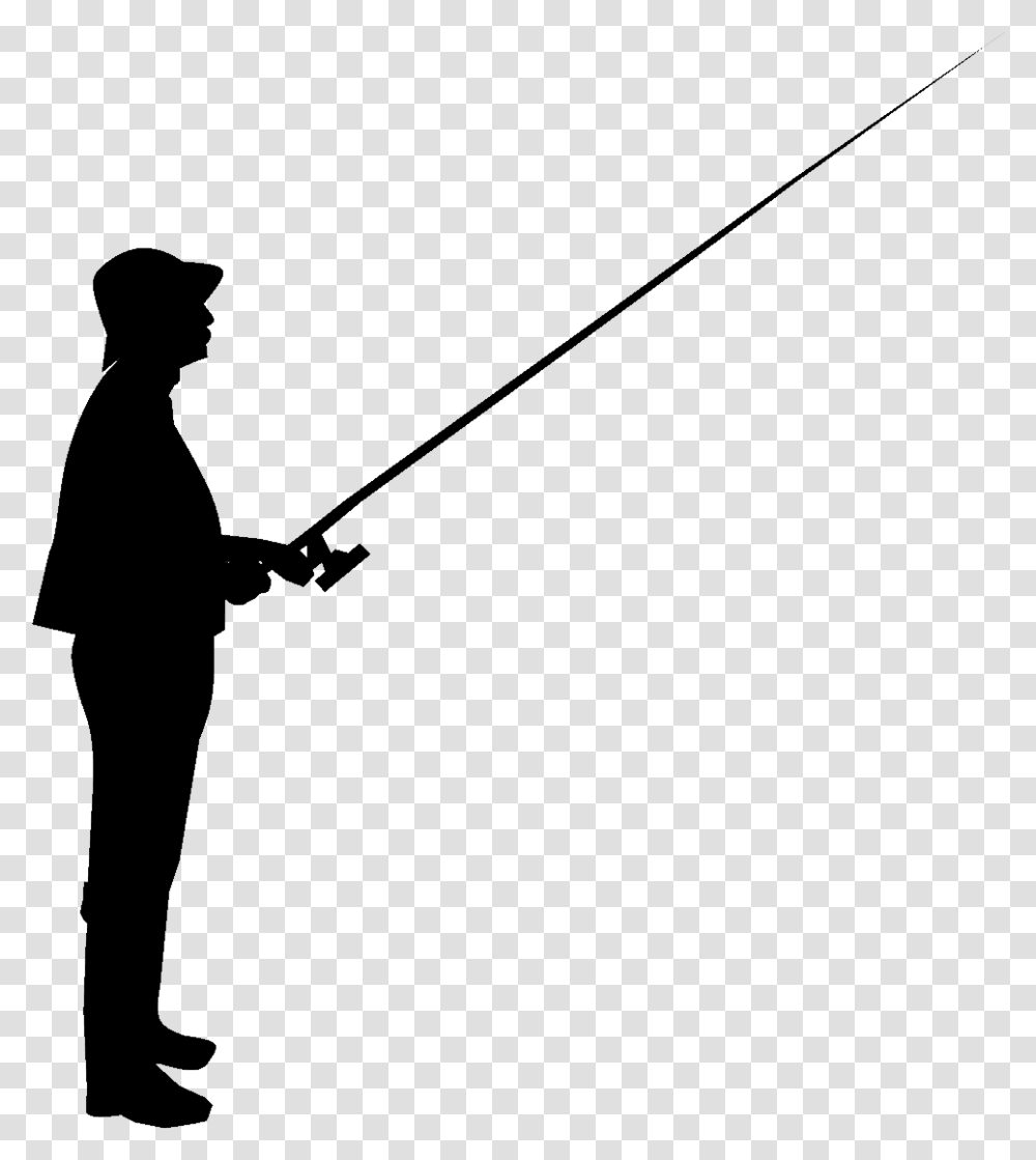 Silhouette Fishing Rods Clip Art Silhouette Of Man Fishing, Gray, World Of Warcraft Transparent Png