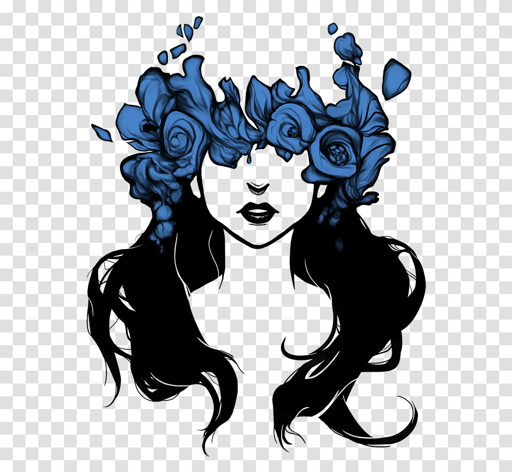 Silhouette Flower Crown Girl, Floral Design, Pattern Transparent Png
