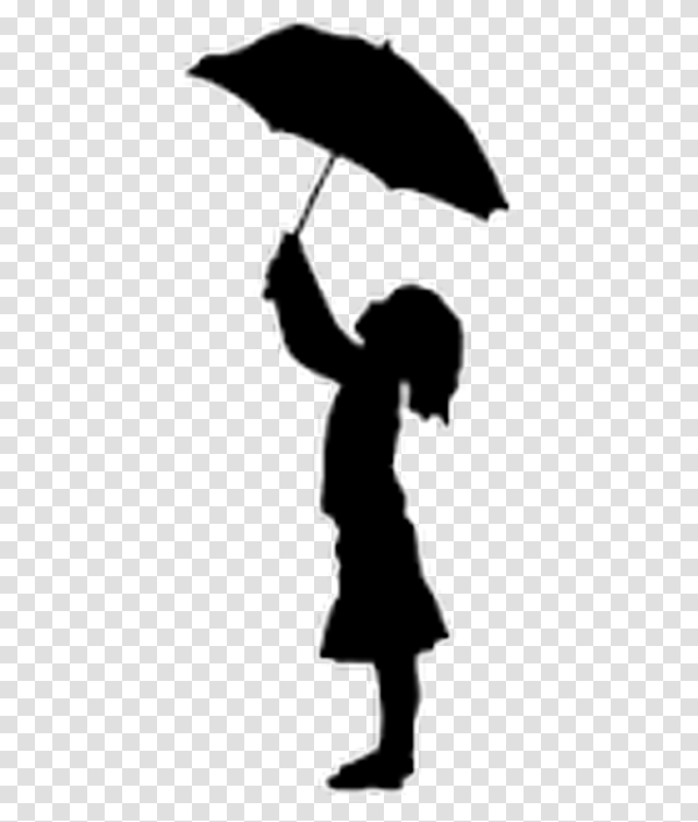 Silhouette Girl Holding Umbrella Clipart Silhouette Boy With Umbrella, Stencil, Person, Human, Label Transparent Png