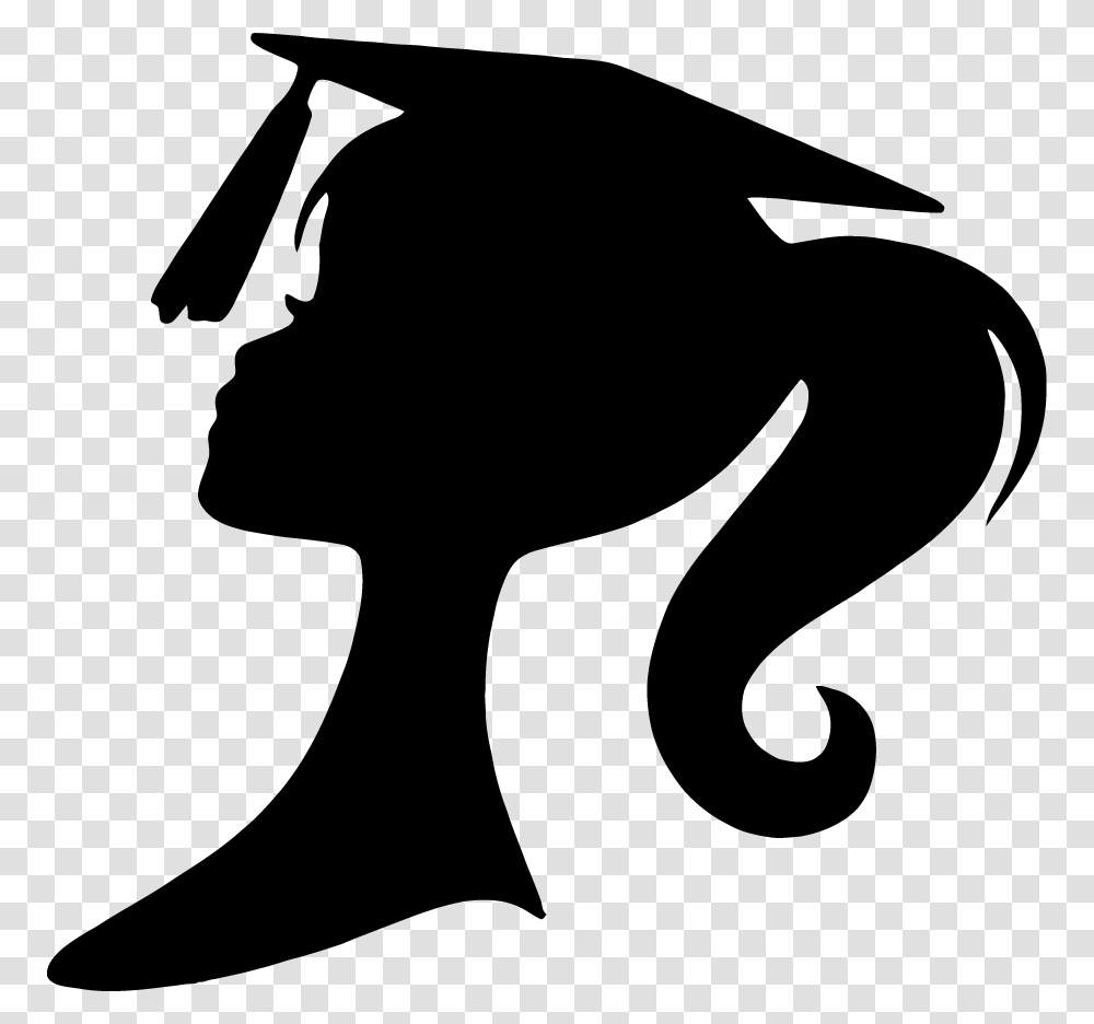 Silhouette Graduation Ceremony Square Academic Cap Silhouette Girl With Graduation Cap, Stencil, Axe, Tool Transparent Png