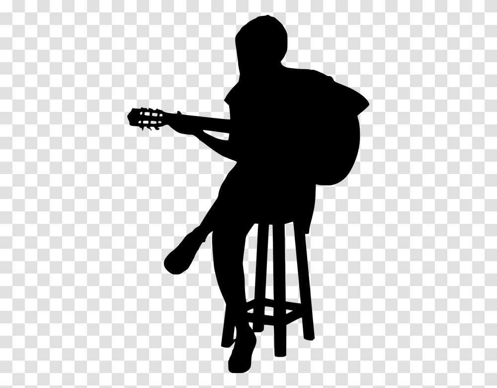 Silhouette Guitar Guitarist Entertainment Silhouette Playing Guitar, Gray, World Of Warcraft Transparent Png
