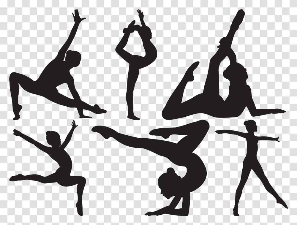 Silhouette Gymnast Girl Fitness Vector, Acrobatic, Leisure Activities, Dance Pose, Duet Transparent Png
