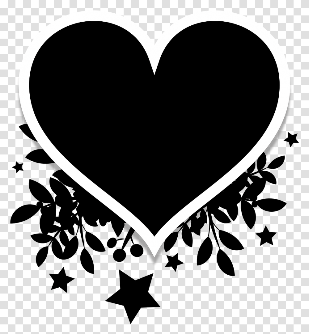 Silhouette Heart Black Love Symbol Black Drawing, Stencil Transparent Png