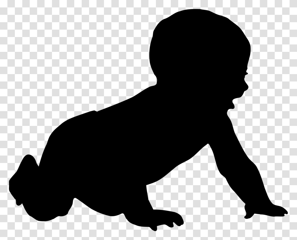 Silhouette Infant Drawing Child Crawling, Gray, World Of Warcraft Transparent Png