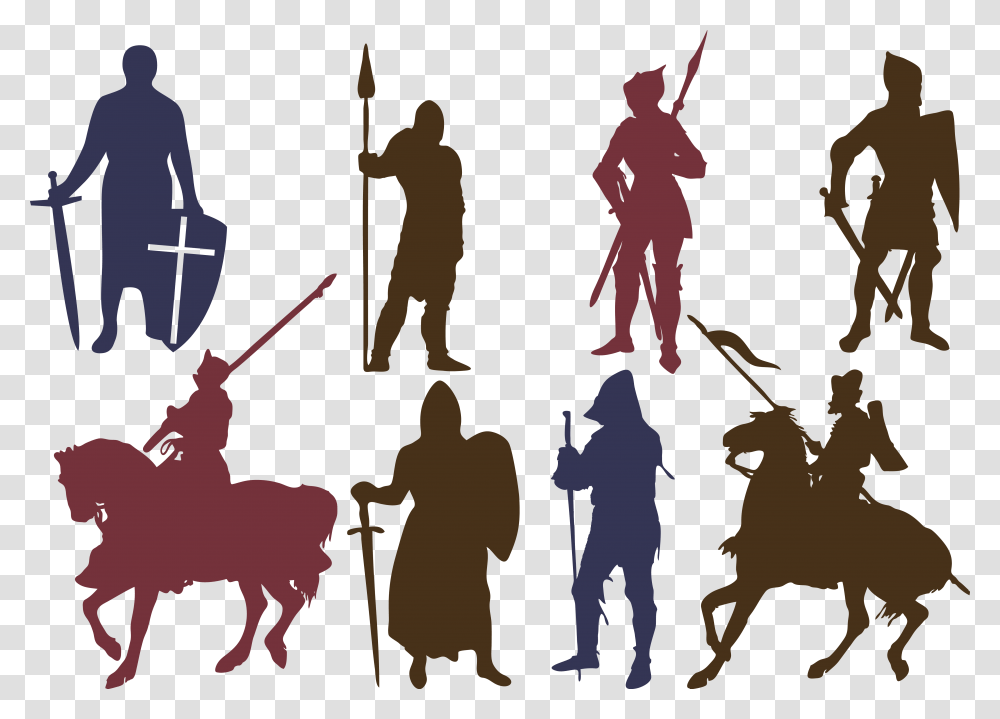Silhouette Knights Templar Download Icon Knight Silhouette, Person, Ninja, Duel, People Transparent Png