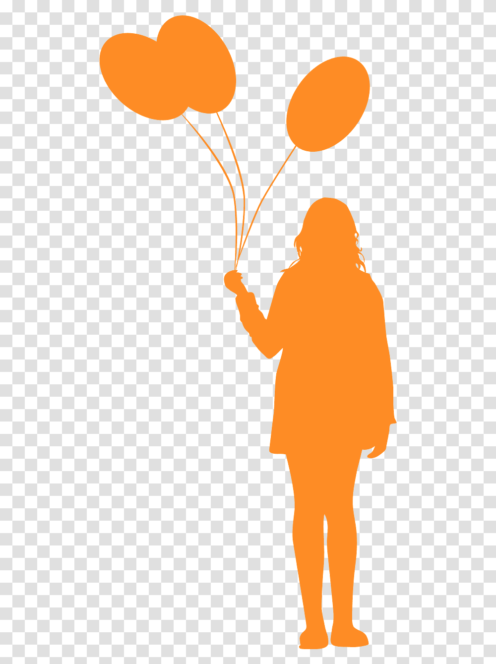Silhouette Lady Holding Balloon, Person, Standing, Kneeling Transparent Png