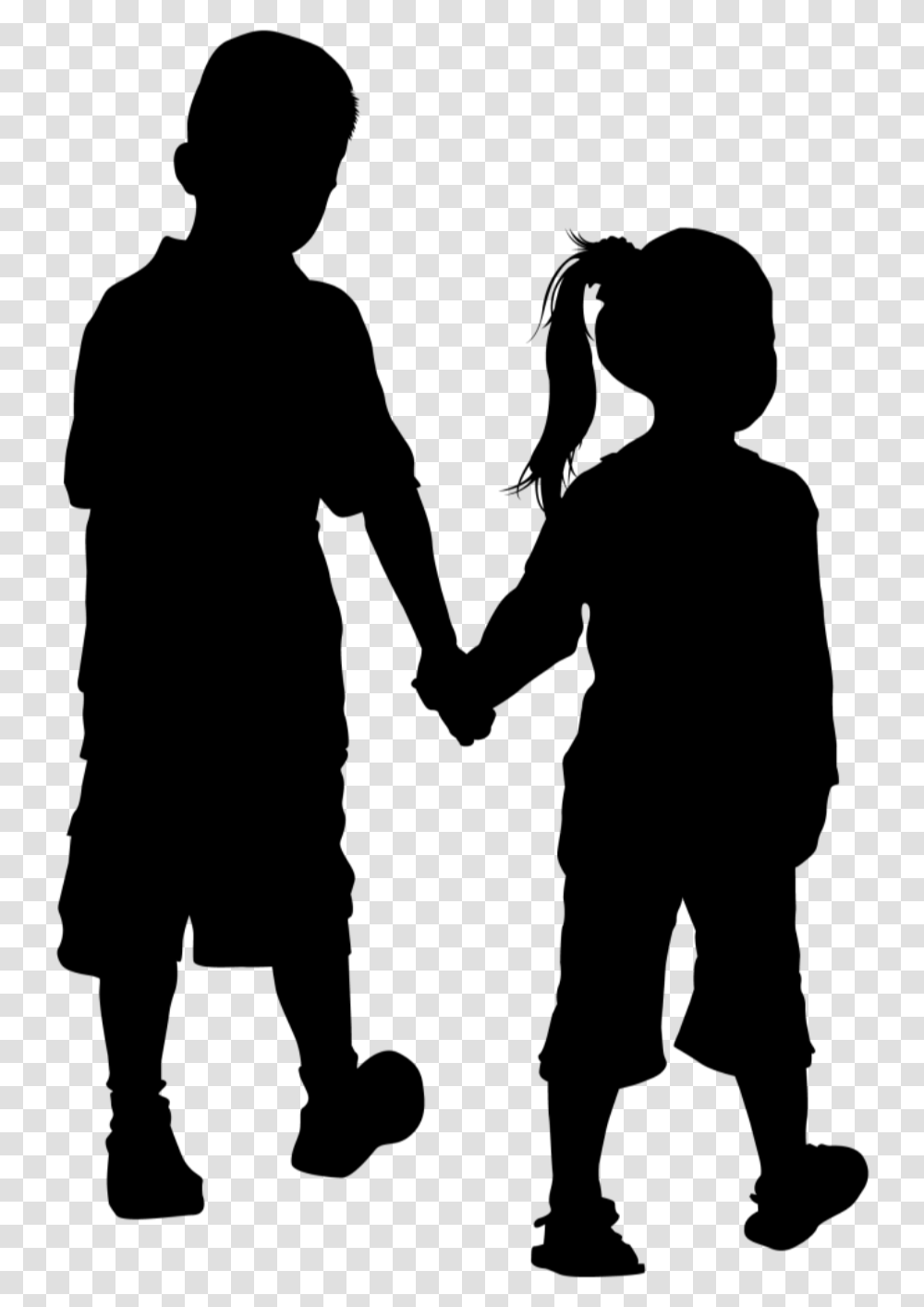 Silhouette Littlegirl Littleboy Holdinghands Freetoedit Children Silhouette, Gray, World Of Warcraft Transparent Png