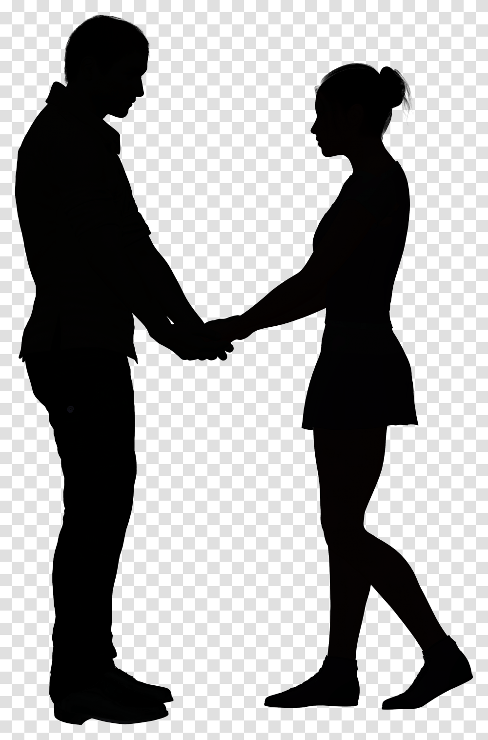 Silhouette Love Clip Art Girl And Boy Silhouette Holding Hands, Person, Female, Sleeve Transparent Png