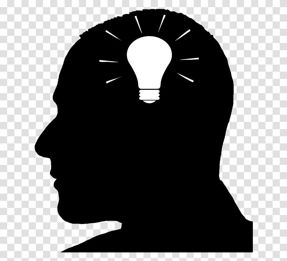 Silhouette Man Head Idea Symbol Idea Silhouette, Light, Lamp, Lightbulb, Stage Transparent Png