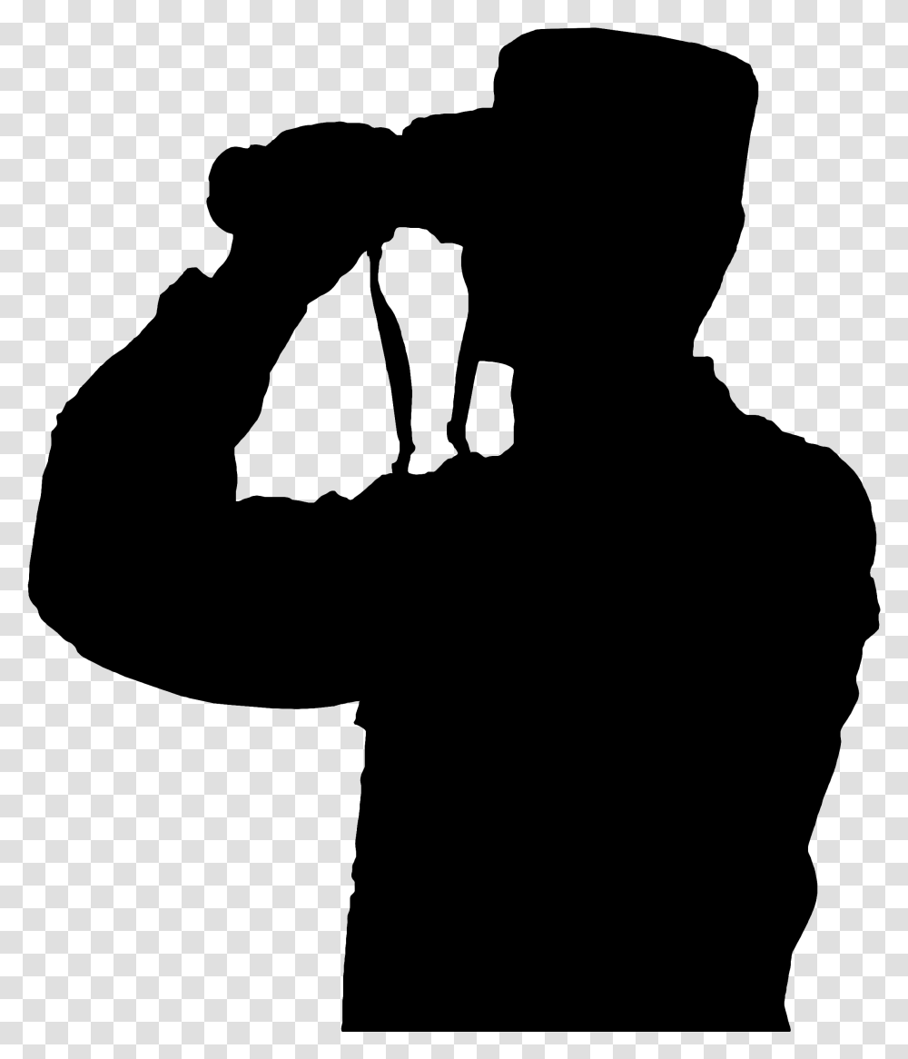 Silhouette Man Man Holding Binoculars Vector, Gray, World Of Warcraft Transparent Png