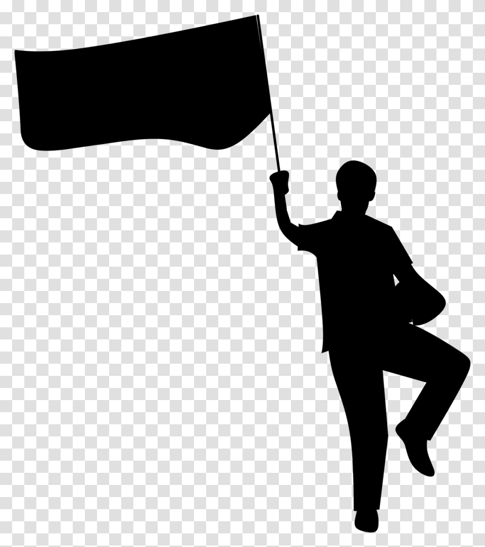 Silhouette Man People Shadow Man With Flag, Gray, World Of Warcraft Transparent Png