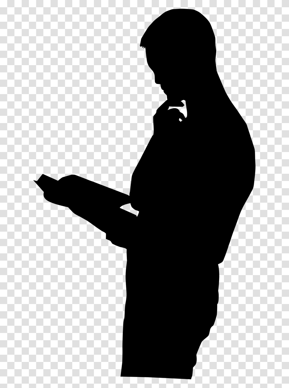 Silhouette Man Reading Book, Gray, World Of Warcraft Transparent Png