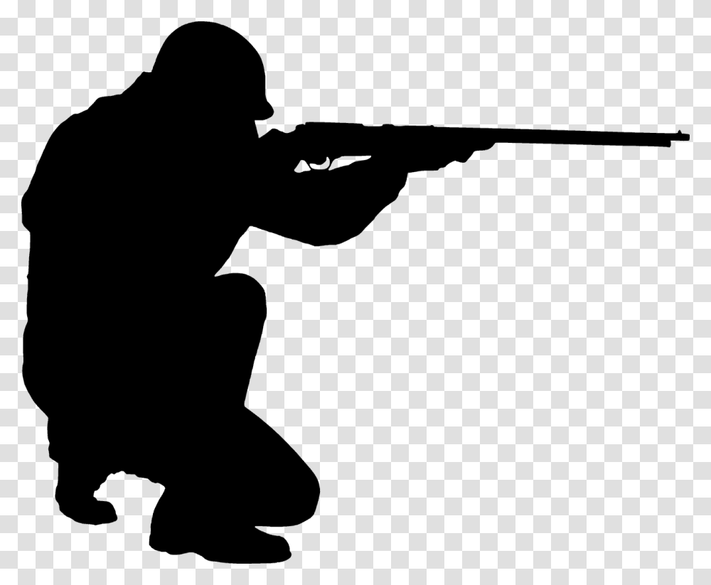 Silhouette Man Shooting Rifle, Gray, World Of Warcraft Transparent Png