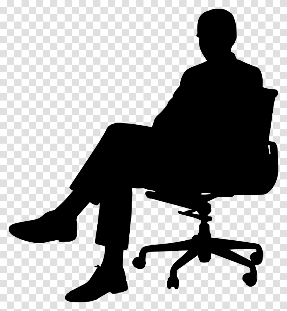 Silhouette Man Sitting At Getdrawings Man Sitting On Chair, Gray, World Of Warcraft Transparent Png