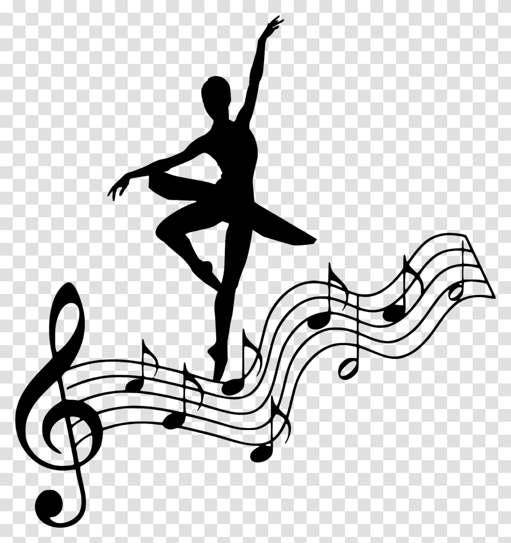Silhouette Musical Ballet Dancing Note Clef Bass Background Clear Background Music Notes, Gray, World Of Warcraft Transparent Png