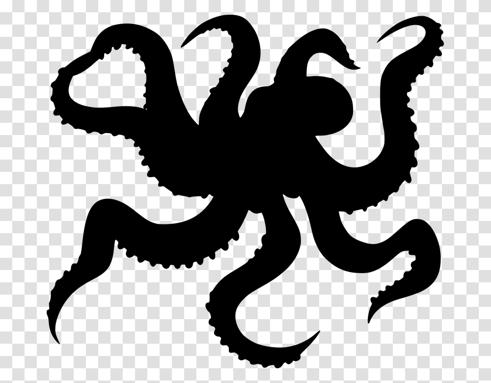 Silhouette Octopus Vector Graphic Octopus Tentacles Background Octopus Clipart, Gray, World Of Warcraft Transparent Png