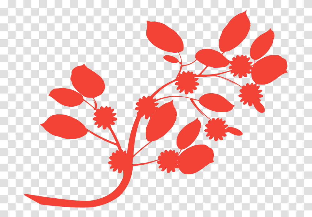 Silhouette Of A Flower On Branch, Stencil, Floral Design Transparent Png