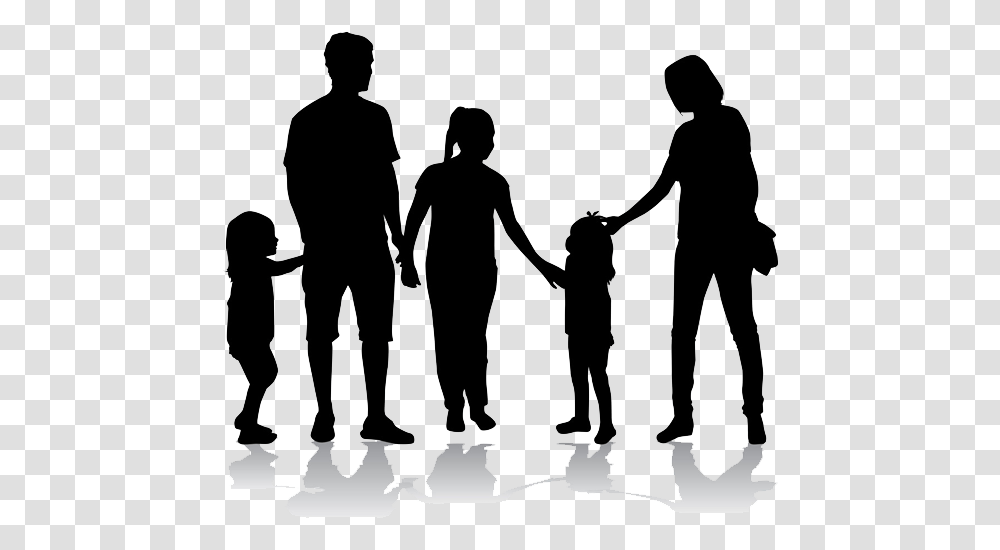 Silhouette Of A Happy Family Download Happy Family Silhouette, Hand, Person, Human, Holding Hands Transparent Png