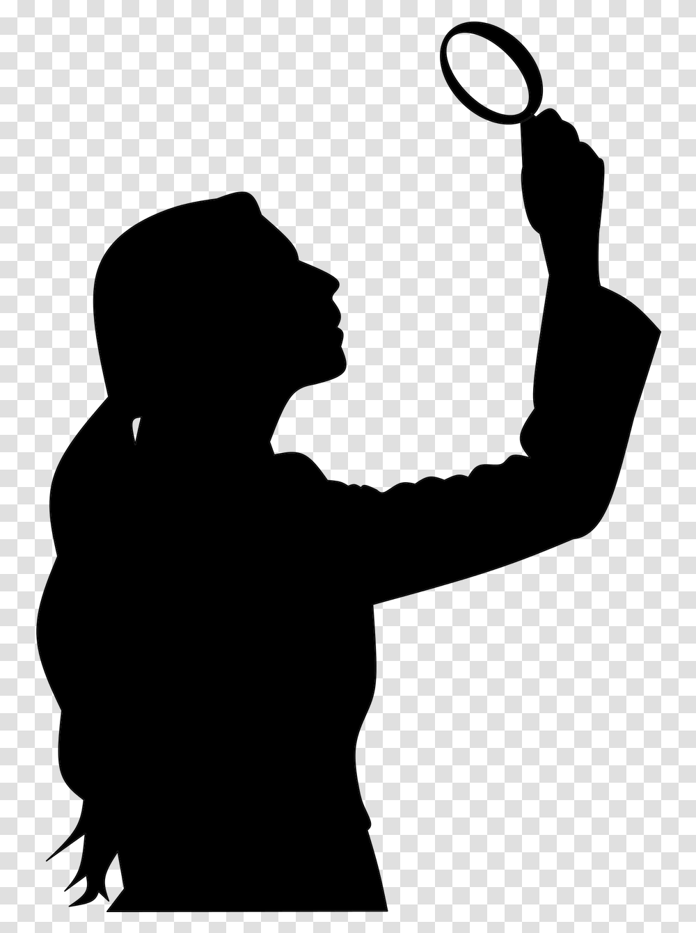 Silhouette Of A Woman With Magnifying Glass, Gray, World Of Warcraft Transparent Png