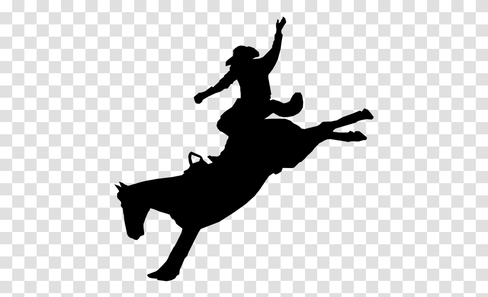 Silhouette Of Cowboy Riding A Horse Highwayman On A Horse, Person, People, Kicking, Mammal Transparent Png