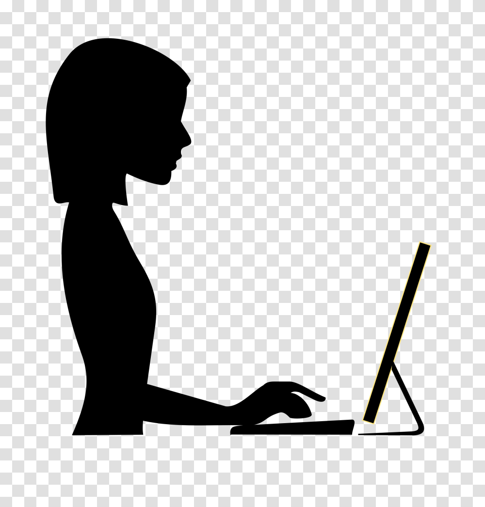 Silhouette Of Female Typing On A Computer Icons Transparent Png
