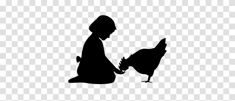 Silhouette Of Girl Feeding Chicken, Gray, World Of Warcraft Transparent Png