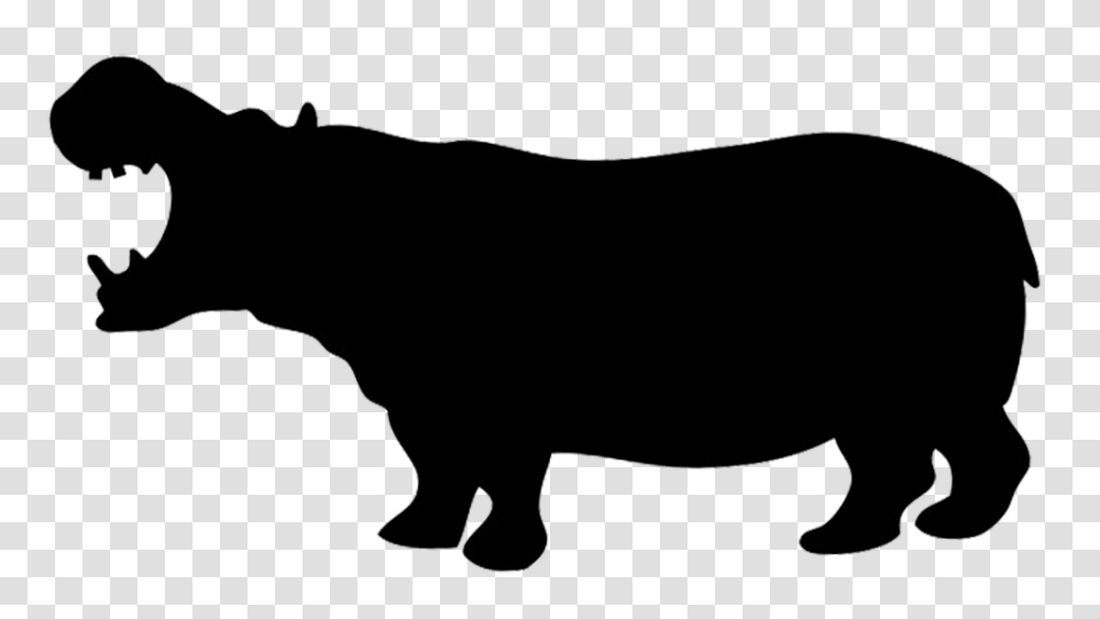 Silhouette Of Hippo Silhouettes Stencils Scherenschnitte, Mammal, Animal, Wildlife, Bull Transparent Png