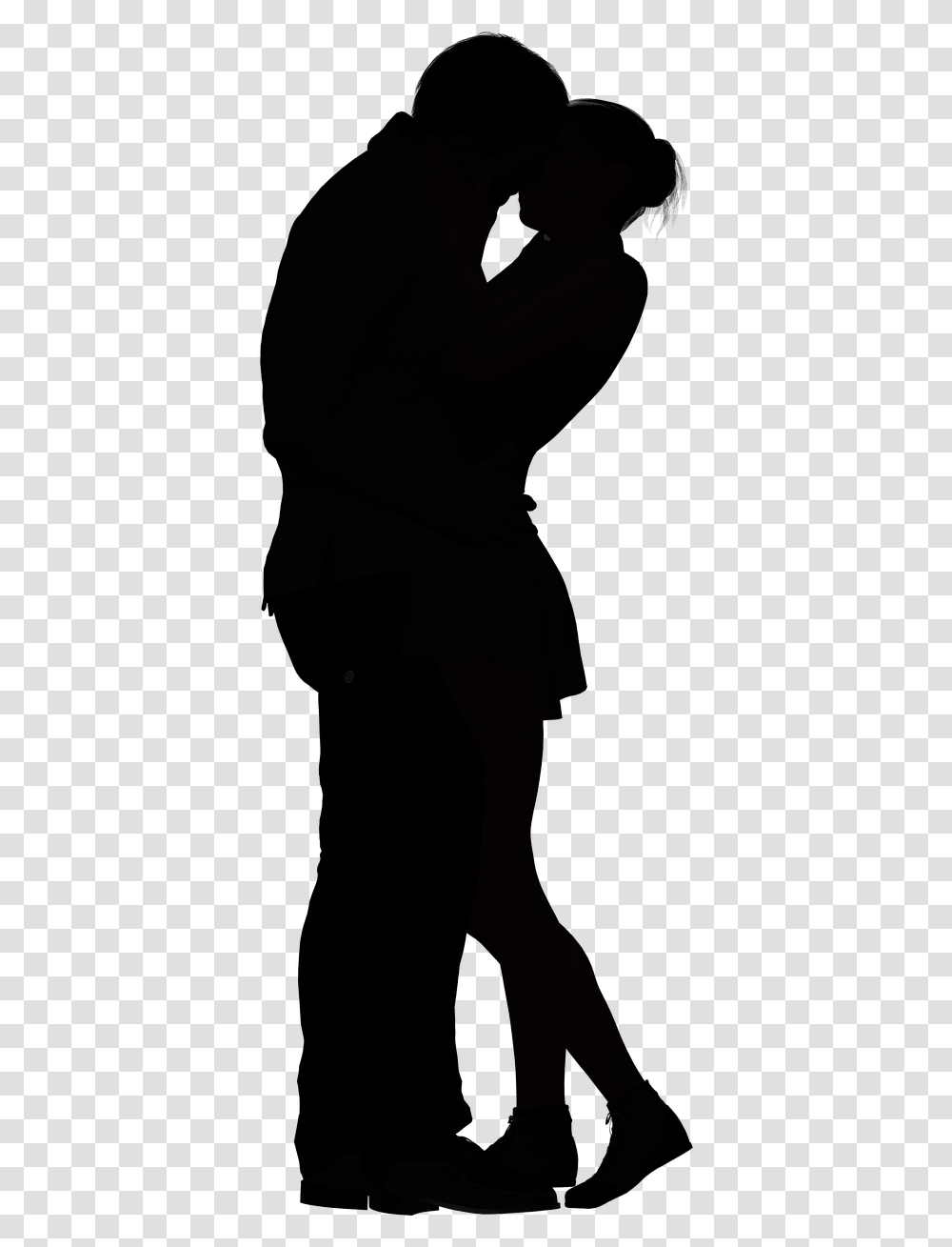 Silhouette Of Man And Woman Kissing, Person, People, Photography Transparent Png