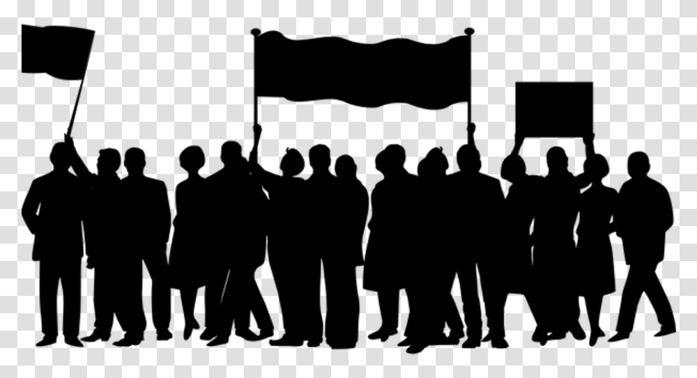 Silhouette Of Protesters Marching With Flags And Banners Lot Of People, Gray, World Of Warcraft Transparent Png