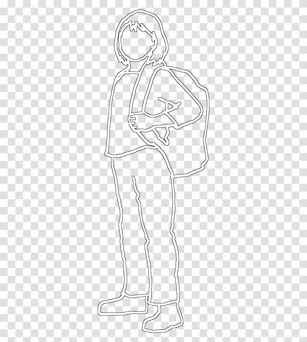 Silhouette Of School Girl Line Art, Person, Human, Stencil, Hand Transparent Png
