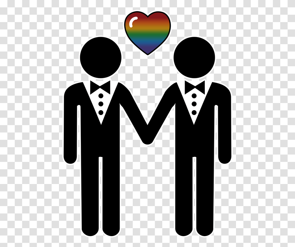 Silhouette Of Two Gay Pride Grooms Standing Hand Clipart Homosexual, Apparel, Dress Transparent Png