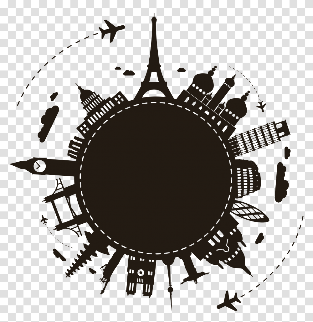 Silhouette Package Travel Agent Tour Earth Clipart All Around The World Vector, Compass, Machine Transparent Png