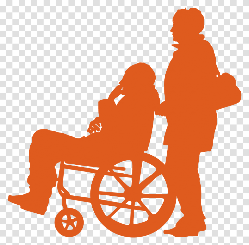 Silhouette People Wheelchair, Person, Vehicle, Transportation, Crowd Transparent Png