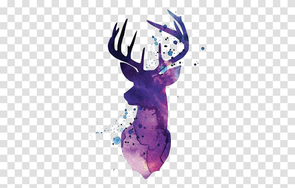 Silhouette Purple Deer White Tailed Watercolor Reindeer Water Color Deer Tattoo, Outdoors, Nature, Ice Transparent Png