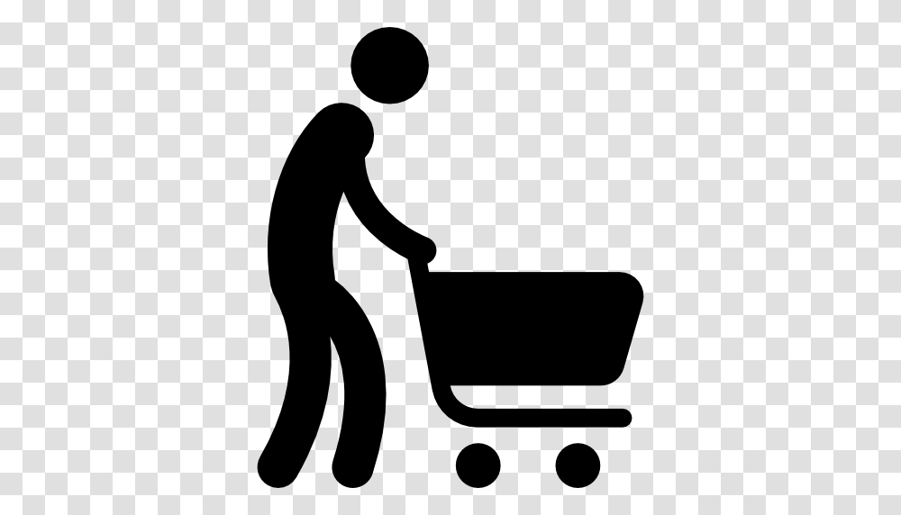 Silhouette Pushing Shopping Cart, Person, Human, Transportation, Vehicle Transparent Png