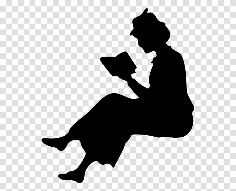 Silhouette Reading Book Woman Sticker, Gray, World Of Warcraft Transparent Png