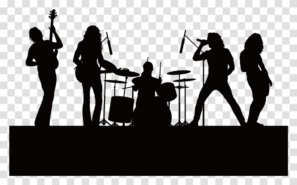 Silhouette Singing Music Band Illustration, Person, Musician, Musical Instrument, Leisure Activities Transparent Png
