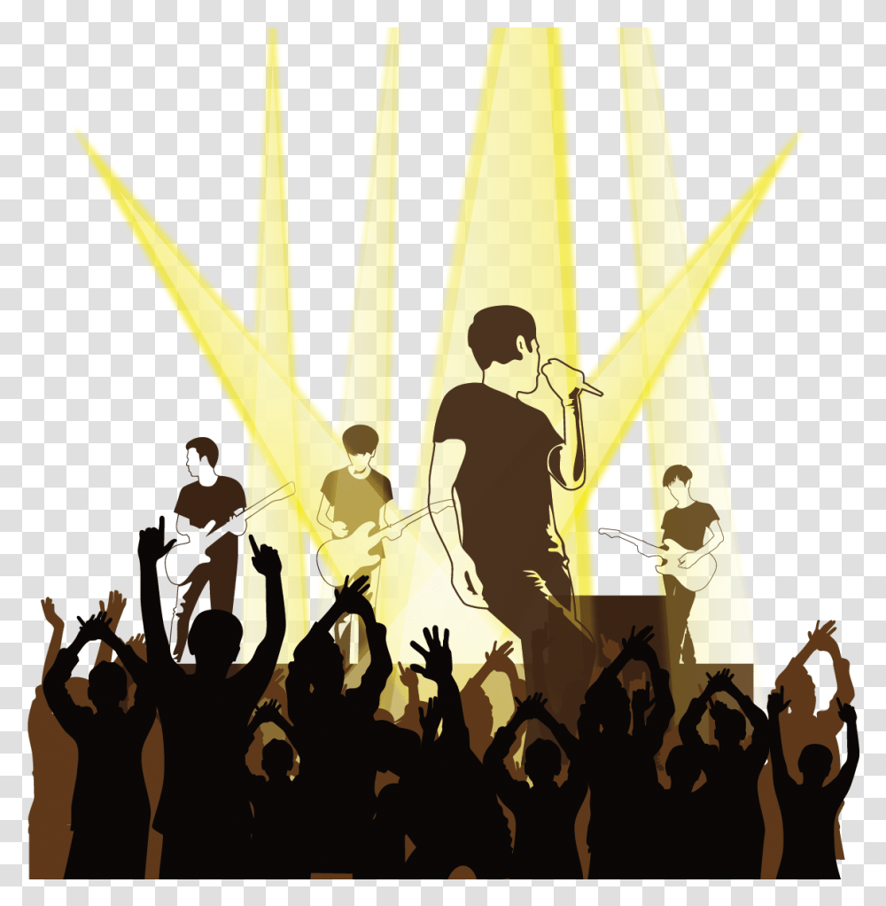 Silhouette Singing Vector Singing And Lighting Singer Vector, Person, Human, Crowd, Rock Concert Transparent Png