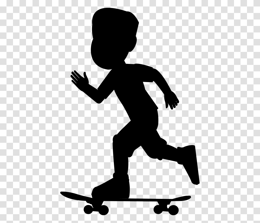 Silhouette Skater Running Wall Decal Sagoma Bambino, Gray, World Of Warcraft Transparent Png