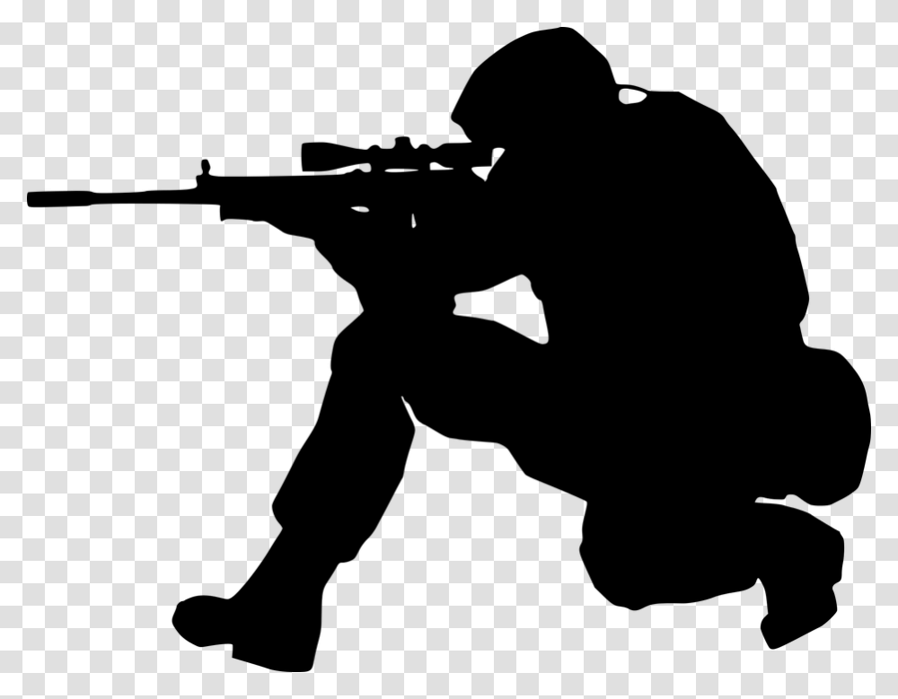 Silhouette Soldier Gun Isolated Man Military Pubg, Gray, World Of Warcraft Transparent Png