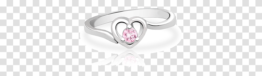 Silhouette Sparkle Pink Cz Heart Ring Birthstone, Accessories, Accessory, Jewelry, Silver Transparent Png