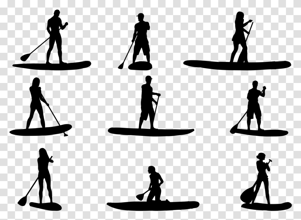 Silhouette Standup Paddleboarding Clip Art Stand Up Paddle Silhouette, Gray, World Of Warcraft Transparent Png