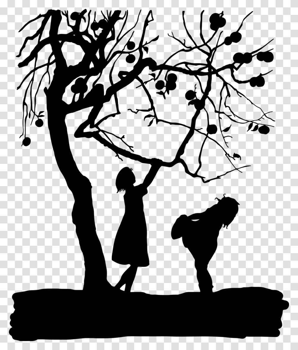 Silhouette Tree Branch Apple, Gray, World Of Warcraft Transparent Png