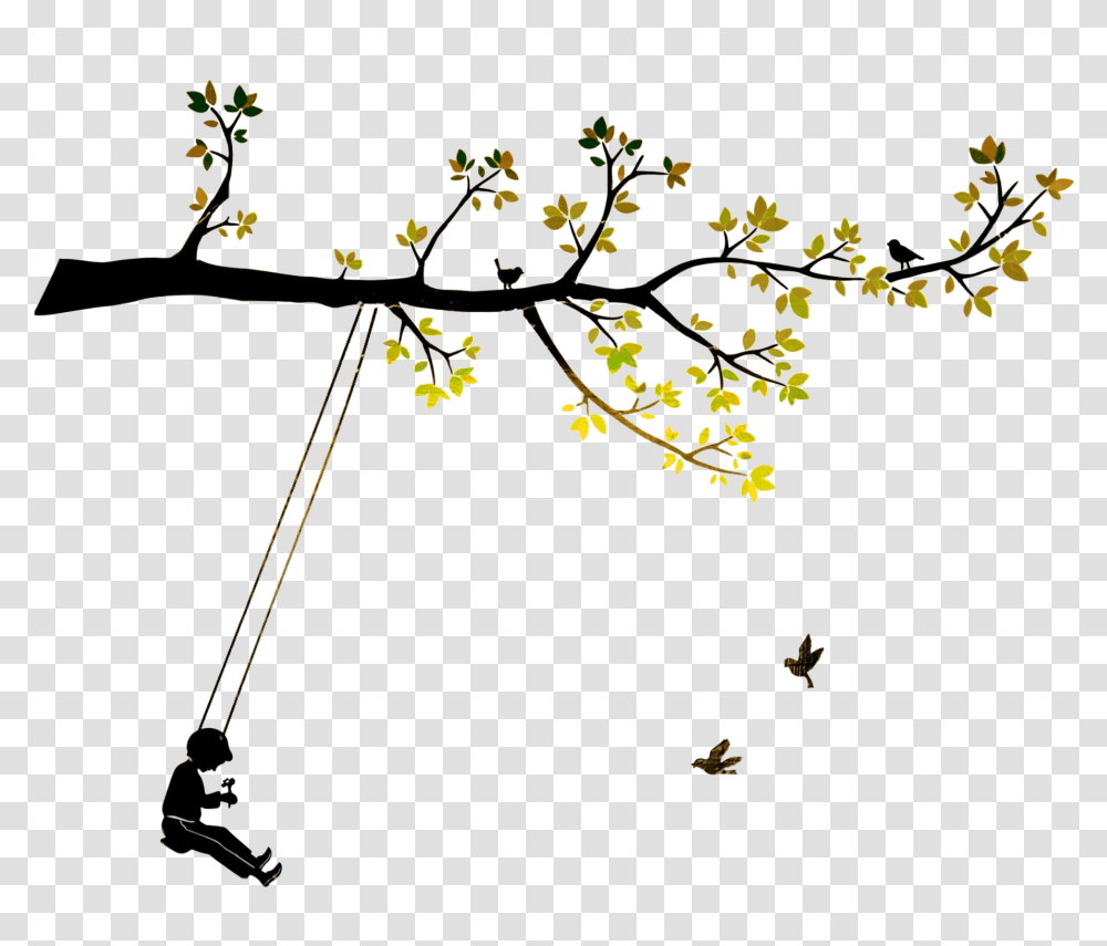 Silhouette Tree Swing Child, Leaf, Plant, Bow, Utility Pole Transparent Png