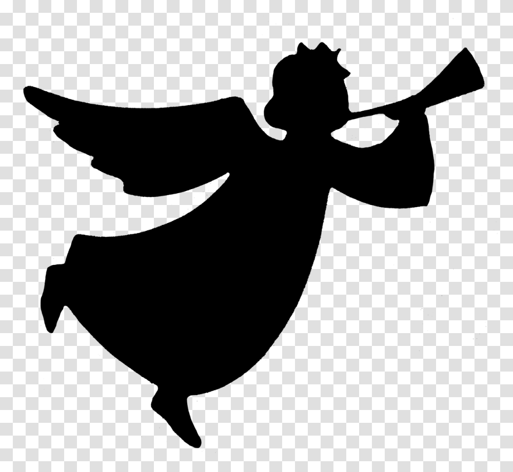 Silhouette Trumpet Angel Clip Art Angel Blowing Trumpet Silhouette, Gray, World Of Warcraft Transparent Png